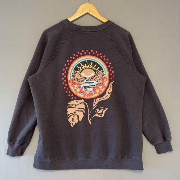 Volcom Oversized Crewneck Size Medium Cotton Blend Flower Graphic Skater - Picture 1 of 11